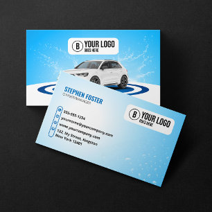 Carte De Visite Lavage de voiture bleu Auto Detailing Nettoyage Au