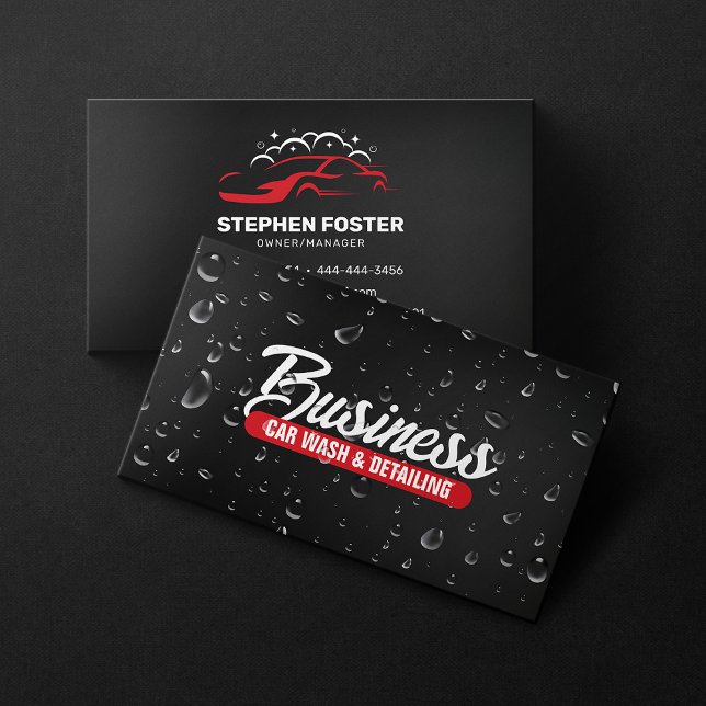 Carte De Visite Lavage de voiture et détails de l'auto Eau Drop No (Créateur téléchargé)