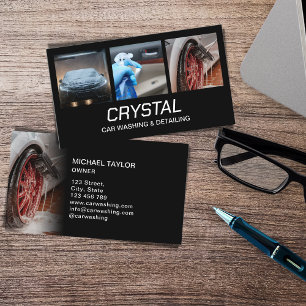 Carte De Visite Lavage de voiture et trois photos de detailing aut