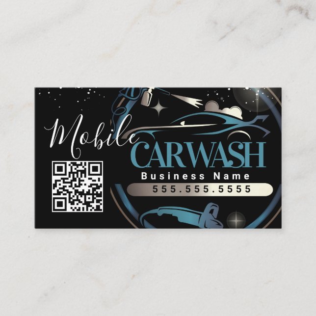Carte De Visite Lavage de voiture mobile - Code QR du logo de l'en (Devant)