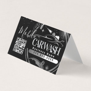 Carte De Visite Lavage de voiture mobile - Code QR du logo de l'en