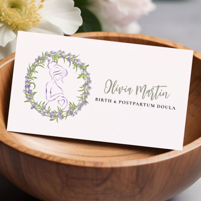 Carte De Visite Lavande & Blush Moderne Naissance & Postpartum Dou (Créateur téléchargé)