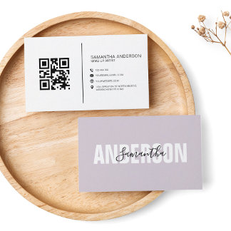 Carte De Visite Lavande Lilac minimaliste QR Code moderne