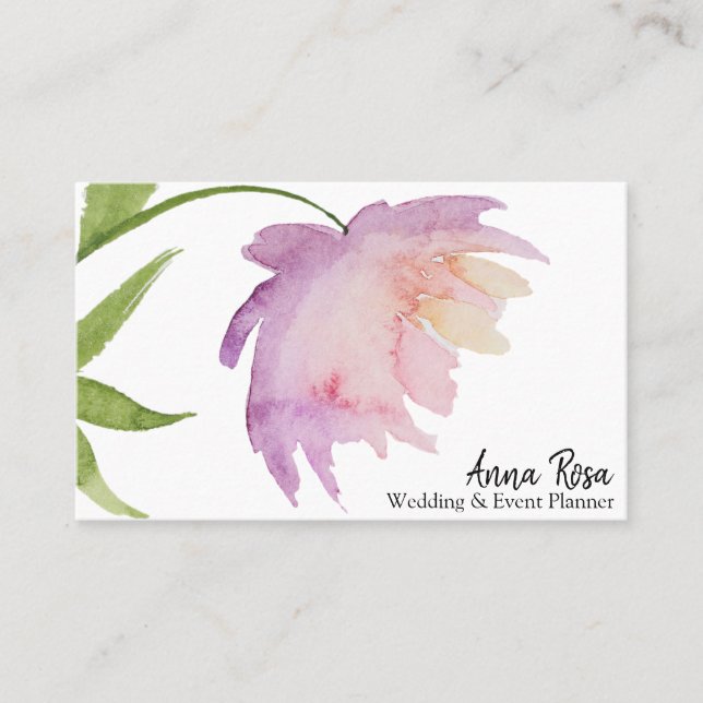 Carte De Visite *~* Lavande rose Elegant Aquarelle Peony Floral (Devant)