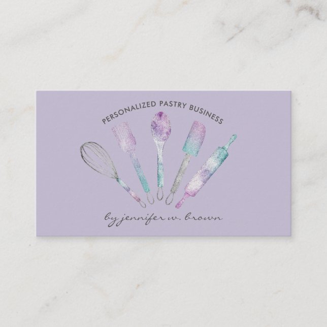 Carte De Visite Lavande Thème Pâtisserie Chef Maison Boulangerie F (Devant)