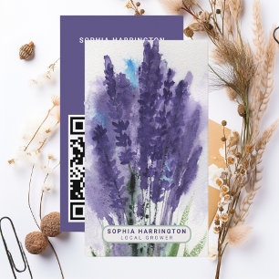Carte De Visite Lavender Code QR personnalisé Scannable Farmers Ma