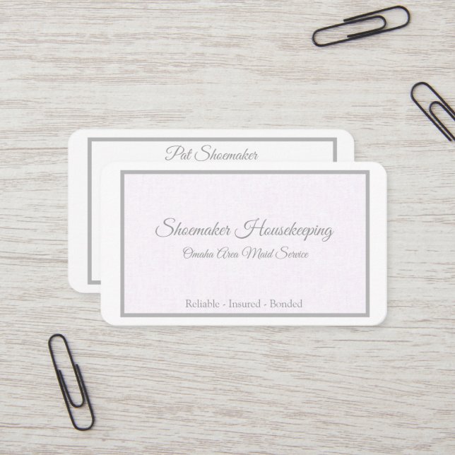 Carte De Visite Lavender Lin Home & Personal Services (Devant/Arrière en situation)