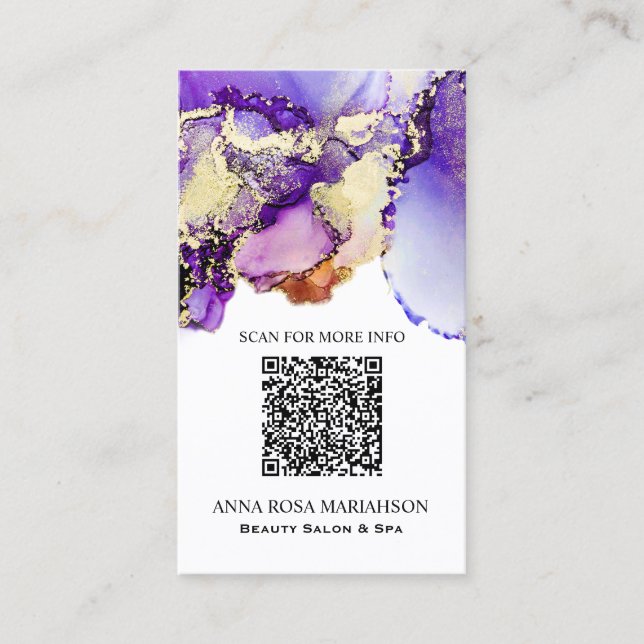 Carte De Visite *~* LAVENDER QR CODE Yummy Gold Bold AP29 (Devant)