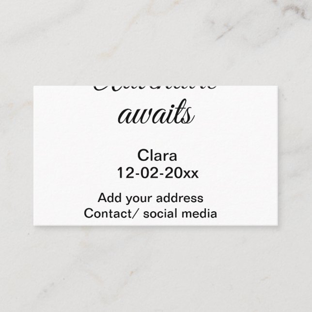 Carte De Visite L'aventure commence ajouter nom date année lieu (Devant)