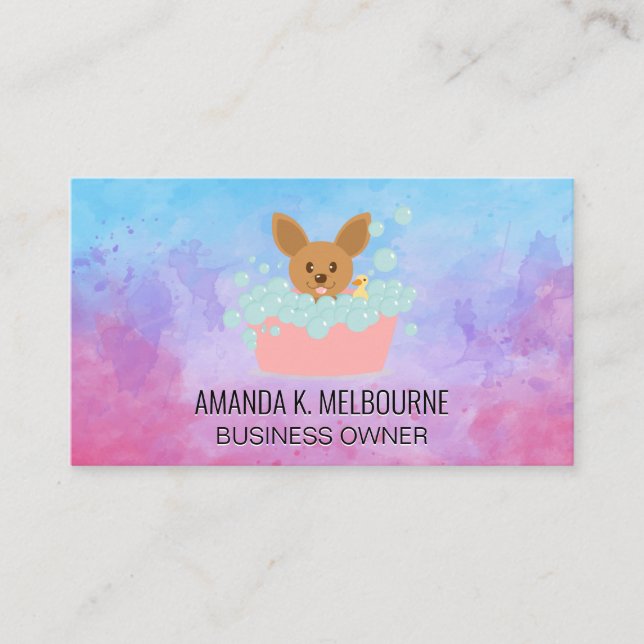 Carte De Visite Laver Doggie Bath | Bulles de savon (Devant)