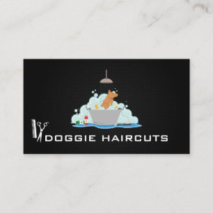 Carte De Visite Laver le chien Groomer Arrière - plan Black Me