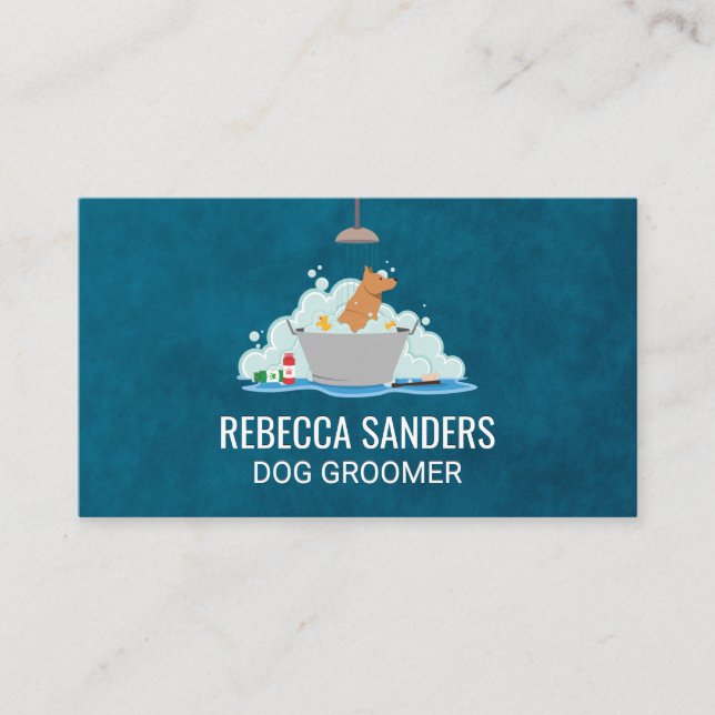 Carte De Visite Laver le chien | Groomer | Services animaux (Devant)