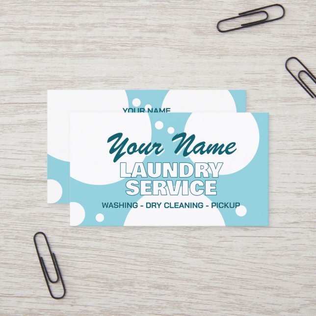 Carte De Visite Laverie de nettoyage à sec (Devant/Arrière en situation)