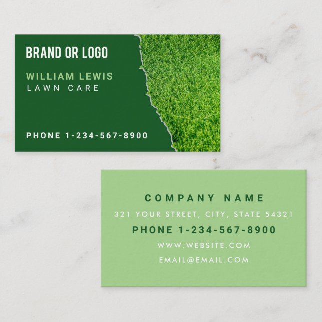 Carte De Visite Lawn Care Repair Landscaping Mowing Business Logo (Devant / Derrière)