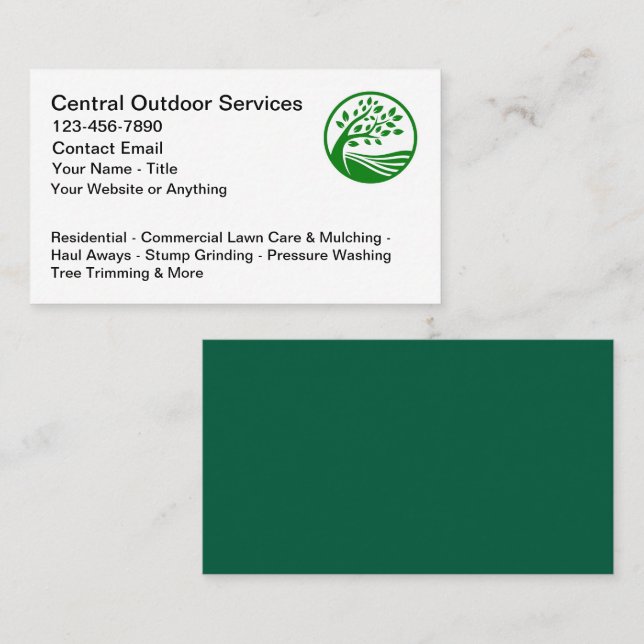 Carte De Visite Lawn Outdoor Services Business Cards Mockup  (Devant / Derrière)