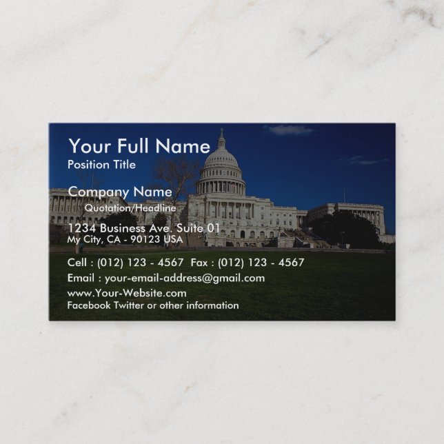 Carte De Visite Le bâtiment de capitol, Washington, C.C, (Devant)