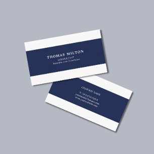 Carte De Visite Le blanc bleu élégant simple barre le conseiller