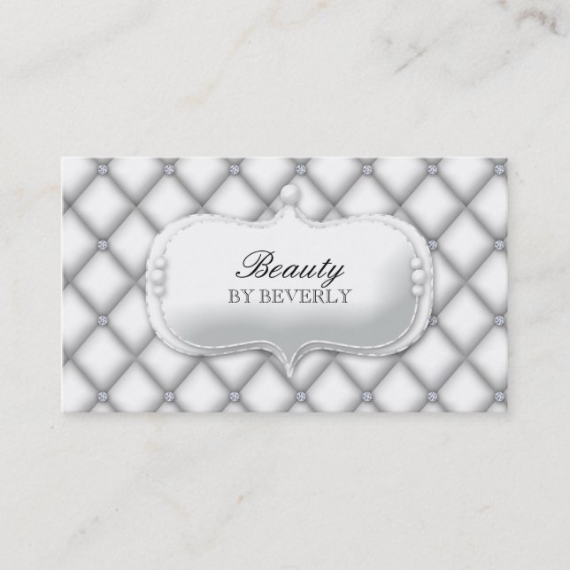 Carte De Visite Le blanc de salon de coiffure de beauté perle le (Devant)