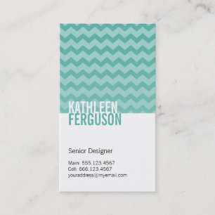 Carte De Visite Le bleu turquoise deux de motif chic de chevron