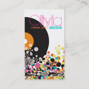 Carte De Visite Le bruit coloré de rétro vinyle vintage de musique