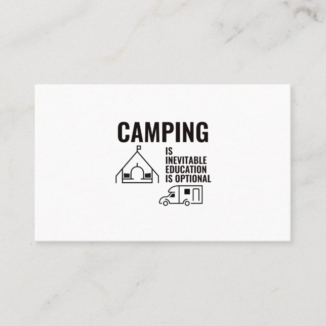 CARTE DE VISITE LE CAMPING EST INÉVITABLE L'ÉDUCATION EST FACULTAT (Devant)