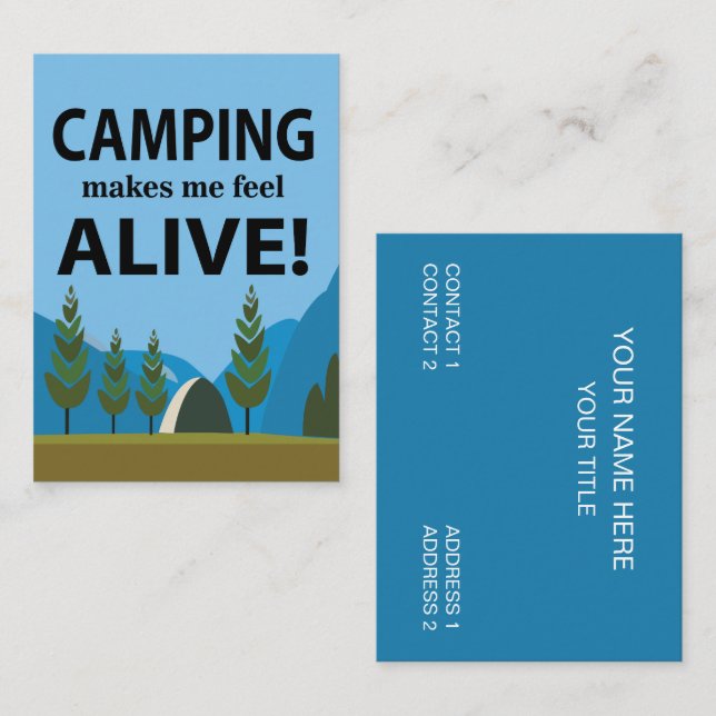 Carte De Visite Le camping me fait me sentir vivant Camping (Devant / Derrière)