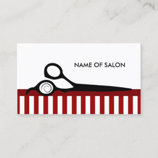 Carte De Visite Le coiffeur blanc rouge de mod barre des ciseaux