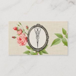 Carte De Visite Le coiffeur floral vintage cisaille des ciseaux