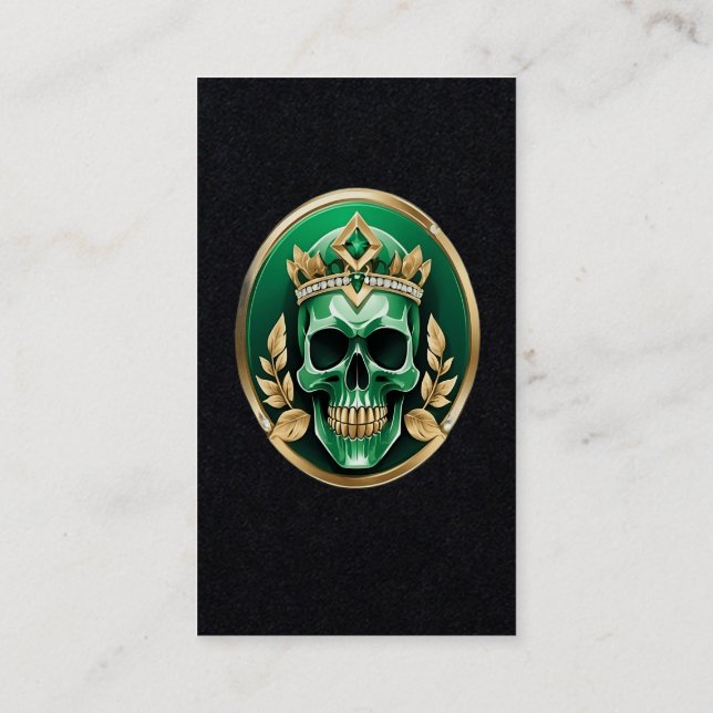 Carte De Visite Le crâne roi vert avec une couronne juive (Dos)
