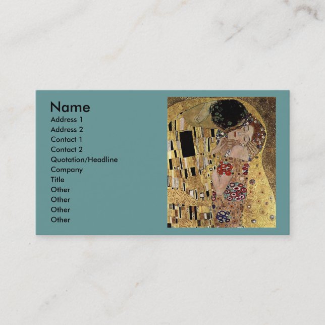 Carte De Visite Le détail du baiser de Gustav Klimt (vers 1908) (Devant)