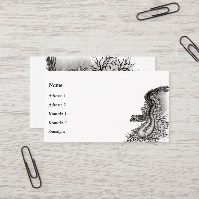 Carte De Visite Le dragon chinois à la toiture de tatouage (Devant/Arrière en situation)