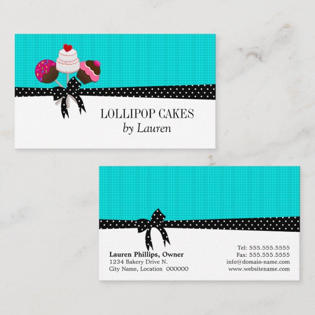 Carte De Visite Le gâteau saute la turquoise (Devant / Derrière)
