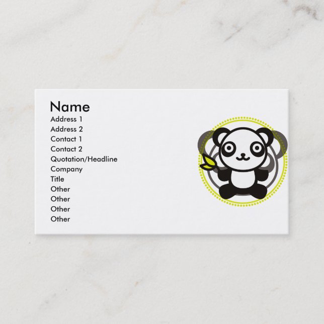Carte De Visite Le jouet bourré du panda (Devant)