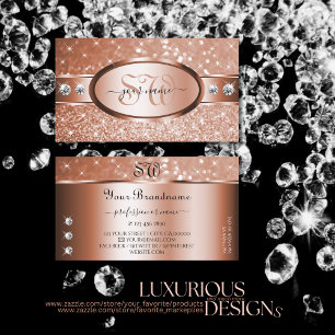 Carte De Visite Le monograme de Luxury Rose Gold Glitter Stars Dia