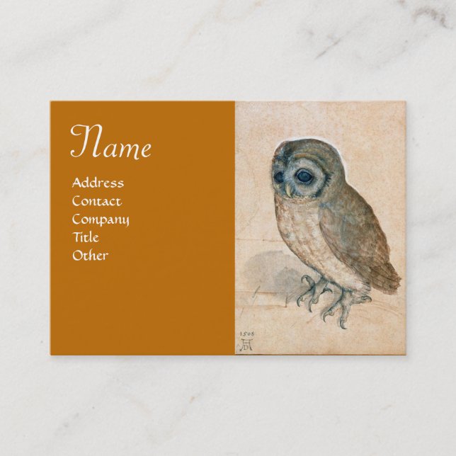 Carte De Visite LE MONogramme OWL, jaune antique (Devant)