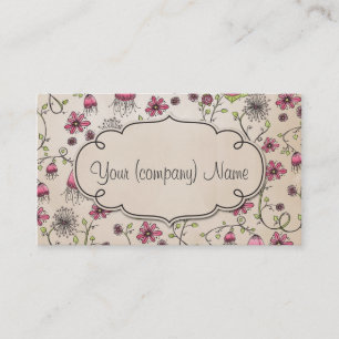 Carte De Visite Le motif élégant fleurit le rose/beige