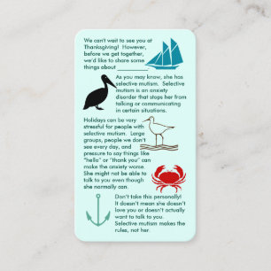 Carte De Visite Le Mutisme Sélectif Se Réunir Fille