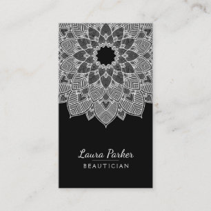 Carte De Visite Le noir de yoga de fleur de Lotus de mandala gris