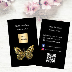 Carte De Visite Le papillon noir Qr logo des médias sociaux