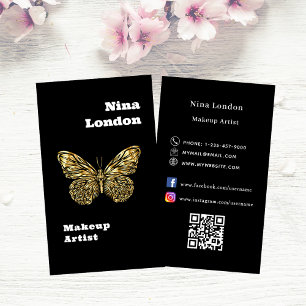 Carte De Visite Le papillon noir Qr logo des médias sociaux