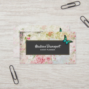 Carte De Visite Le papillon vert d'Emeraude sur le collage Vintage