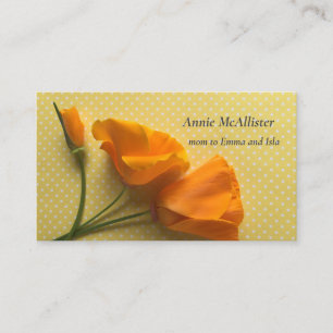 Carte De Visite Le pavot de Californie sur les pois jaunes et blan