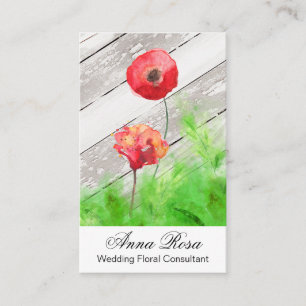 Carte De Visite Le pavot rouge rustique de *~* fleurit Girly en