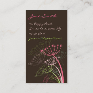 Carte De Visite Le pissenlit rose doux fleurit chic élégant