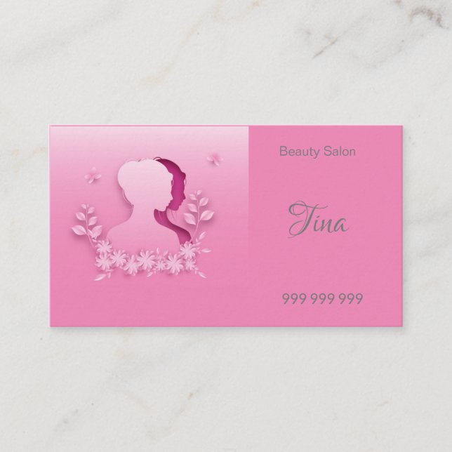 Carte De Visite Le plus beau salon de beauté rose (Devant)