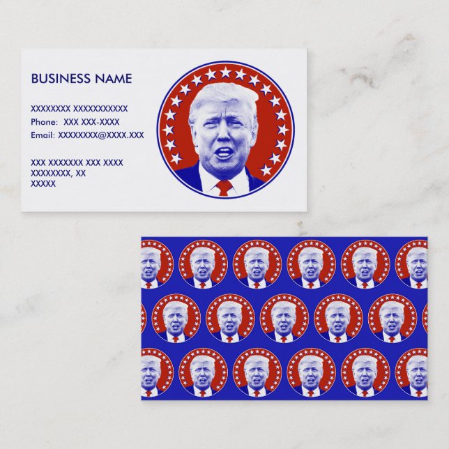 Carte De Visite Le président Donald Trump en rouge (Devant / Derrière)