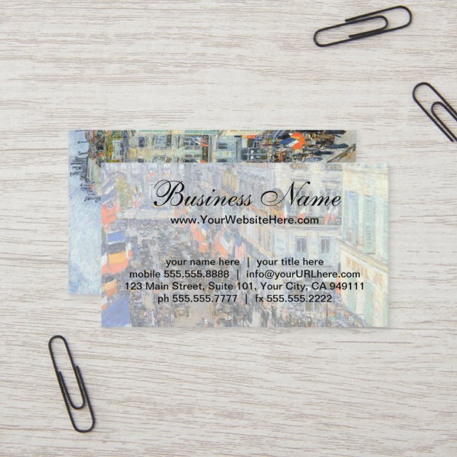 Carte De Visite Le Quatorze Juillet, Rue Daunou de Childe Hassam (Devant/Arrière en situation)