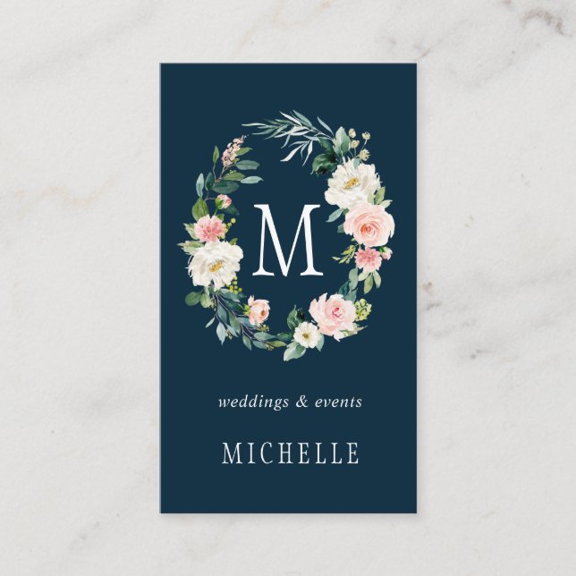 Carte De Visite Le ressort de marine rougissent monogramme floral (Devant)