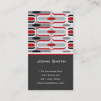 Carte De Visite Le rétro art déco de mod zigzaguent noir rouge de