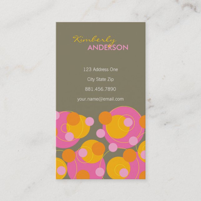 Carte De Visite le rétro rose juteux de fatfatin pointille la (Devant)